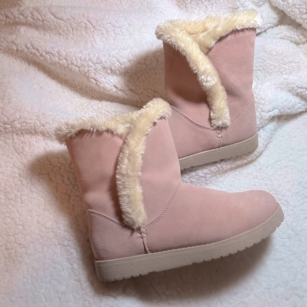 Pre-Owned Suede & Faux Fur Boots